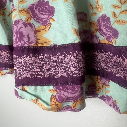 Matilda Jane Top Blouse Girl's 4 Green Purple Floral Ruffle Embroidered Shirt - Picture 2 of 10