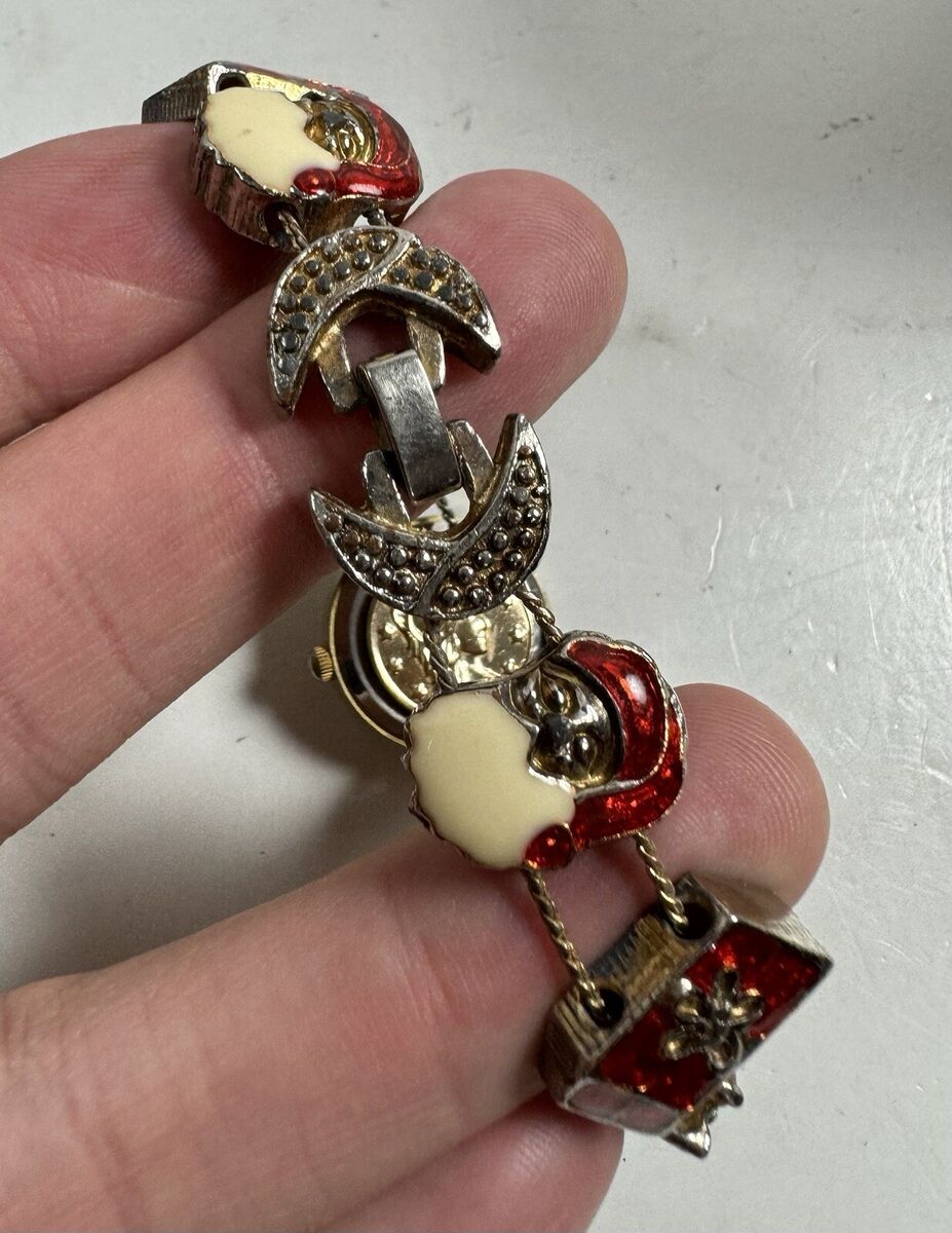JENNIE B Christmas Watch Women's Slide Charm Bracelet Quartz JENNIE B Christmas Watch Women's Slide Charm Bracelet Quartz