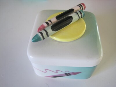 Vandor Glass Trinket Box Crayons 1985