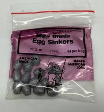 Water Gremlin Egg Sinkers, Peg 10 1/8 Sz Box Of 12 / 14 per bag 158 Total Pc NIB