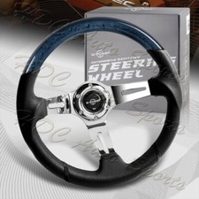 W-power 13.5 Black Bubble Leather Chrome 3-spoke 4 Deep Dish Steering Wheel W-power 13.5 Black Bubble Leather Chrome 3-spoke 4 Deep Dish Steering Wheel