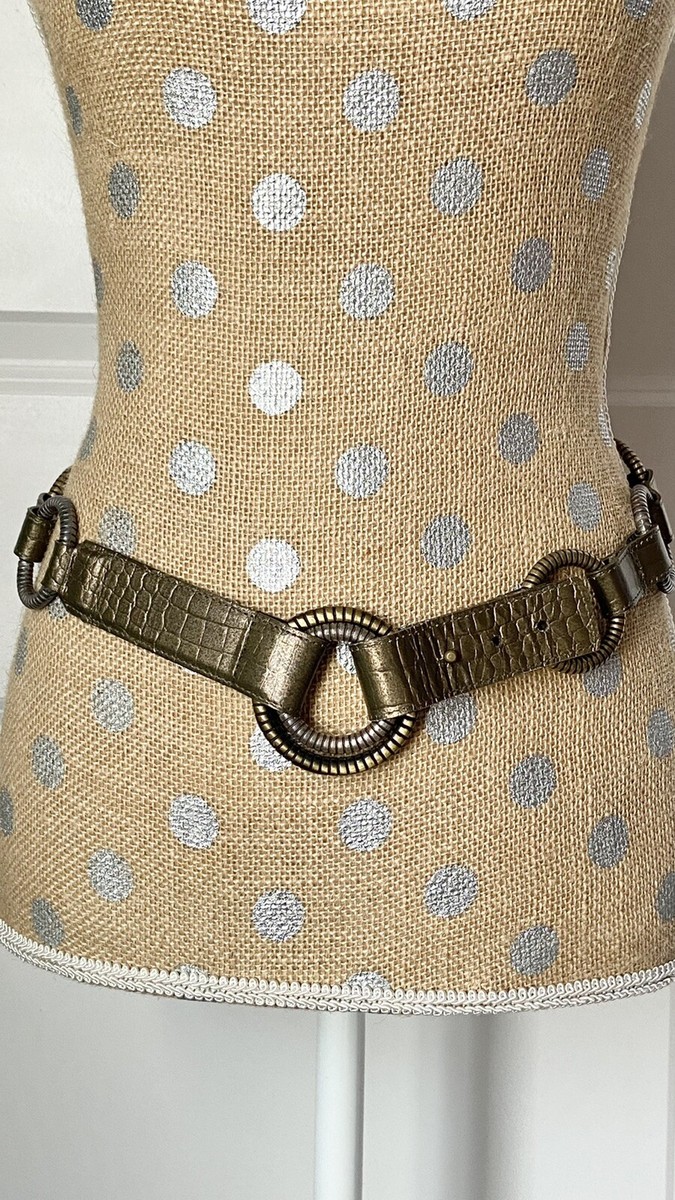 Carlisle Skinny Croc Embossed Leather Belt Vintage CARLISLE Black Croc Embossed Leather Belt Marked as  main image 3
