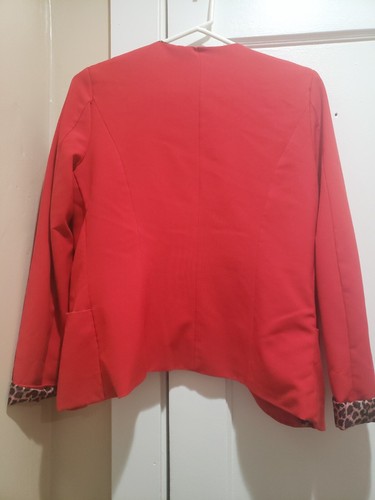 red cheetah blazer women small cotton polyester discovery clothing machine wash - Picture 2 of 2