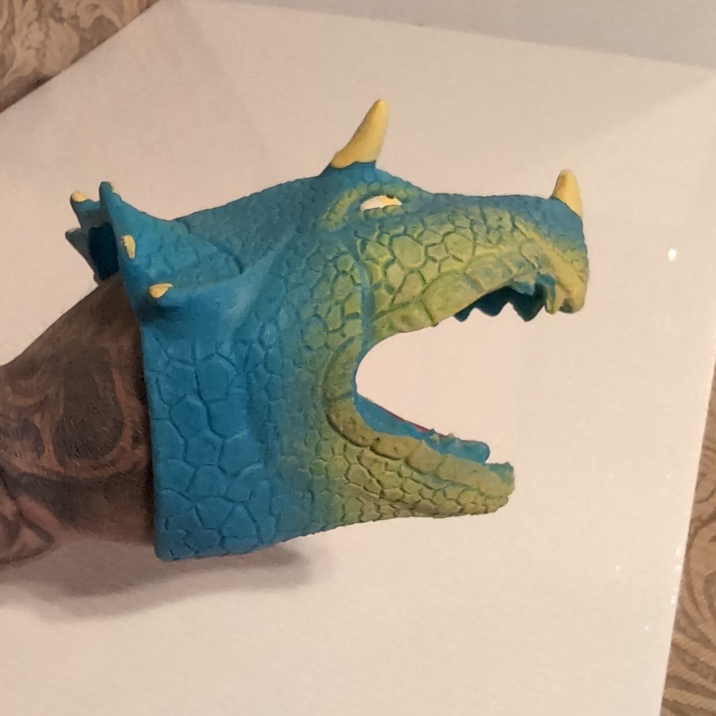 Vtg. Rubber Dinosaur Head Child's Hand Puppet Possiblely JA-RU Imperial?