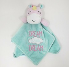 BABY STARTERS 2017 PINK UNICORN DREAM TEAL SECURITY BLANKET STUFFED ANIMAL PLUSH