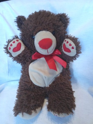 Walmart Teddy Bear Brown/Tan Red Paws + Nose 12" PLUSH STUFFED ANIMAL ...