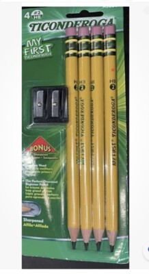 TICONDEROGA My First Pencils, Wood-Cased #2 HB Soft, Pre-Sharpened with Eraser