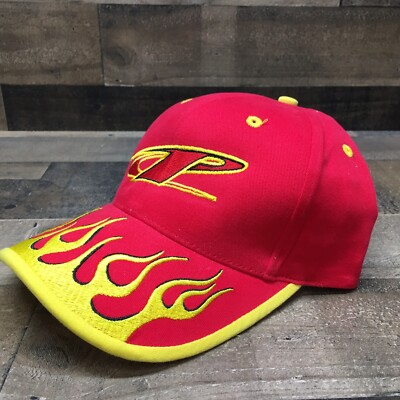TRU PIMPIN Clothing Co. Baseball Cap TP Red w/Yellow Flames Strap Back Hat