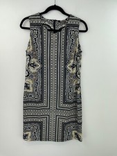 J McLaughlin Dress Large Black Shift A-Line Stretch Geometric Sleeveless A11-05