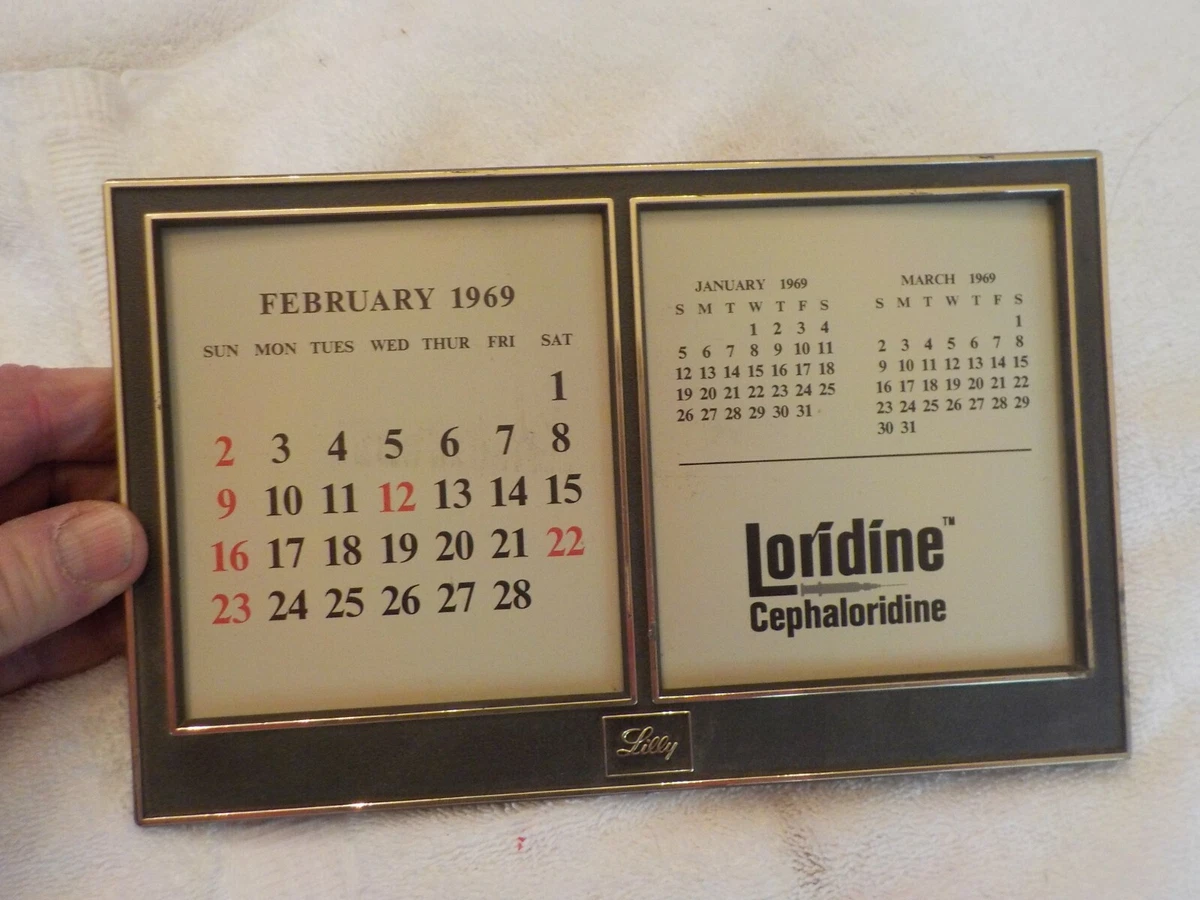1969 ADVERTISING CALENDAR ADVERTISING LILLY LORIDINE CEPHALORIDINE | eBay