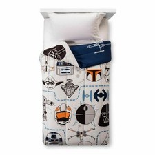 Disney's Star Wars Soft Microfiber REVERSIBLE Blueprint Style Twin Comforter