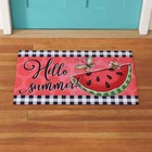 Hello Summer Beach House Watermelon Door Mat Checkers Plaid Bees Porch Mat