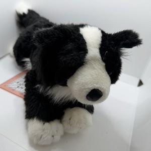 Animal Alley Border Collie Dog Stuffed Plush puppy Black & White Toys R Us 17”
