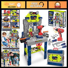 Kids Tool Bench Set with Electric Drill 132 PCS - Toddler Workbench Toys for A