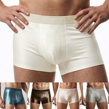 Ice Silk Satin-Like Men's Boxer Shorts Glossy Smooth Seamless Trunks Size L 3XL