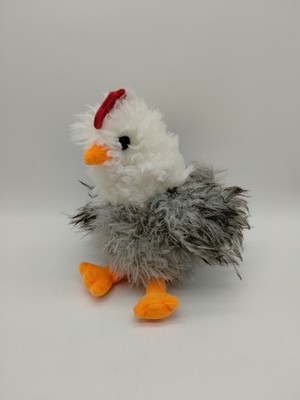 Way To Celebrate Shaggy ROOSTER Fluffy Grey Chicken 7'' Plush EASTER Farm Animal