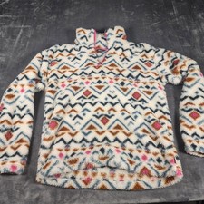 Eddie Bauer Aztec Fleece Womens Medium Pullover Southwestern 1/4 Zip Cozy