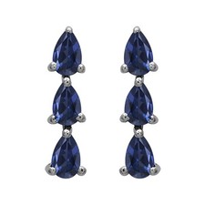 Drop/Dangle Earrings 925 Sterling Silver Pear Blue Sapphire Party Wear Earrings