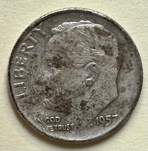 1957-D Roosevelt Dime. 90% Silver. Fine Condition. Charity Auction/Animal Rescue
