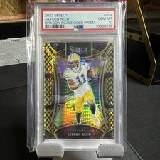 2023 Panini Select Jayden Reed #434 Gold Dragon Scale Prizm /10 PSA 10