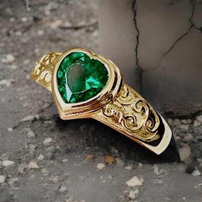 Smaragd Vintage Herz Cabochon Grün Turmalin Ring