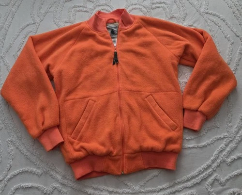 vintage northwest territory mens medium orange fleece bomber jacket full zip - product listing photo
