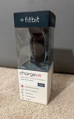 Fitbit Charge HR Wireless Activity Wristband - Black, Size Small New Sealed