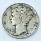 1937 S LIBERTY MERCURY 90% SILVER DIME CIRCULATED COIN #5333