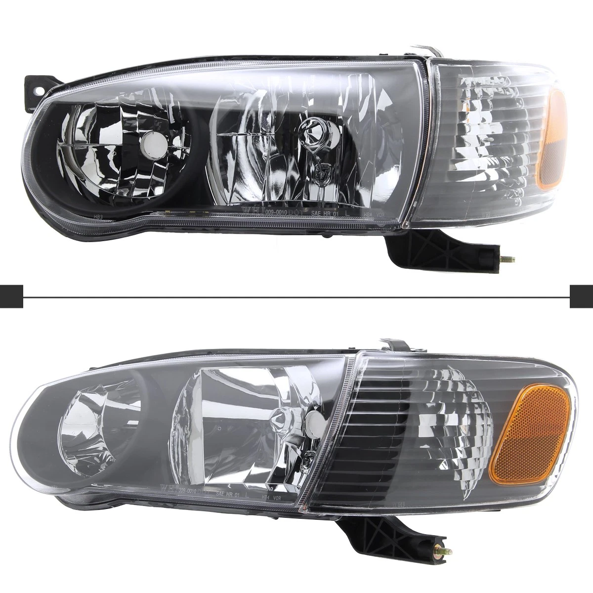 Black Headlight & Corner Set For 2001-2002 Toyota Corolla Sedan (4 Piece)