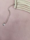 Vintage 7 Strand Faux Pearl Choker Necklace Large Oval Rhinestone Crystal Clasp — photo 6