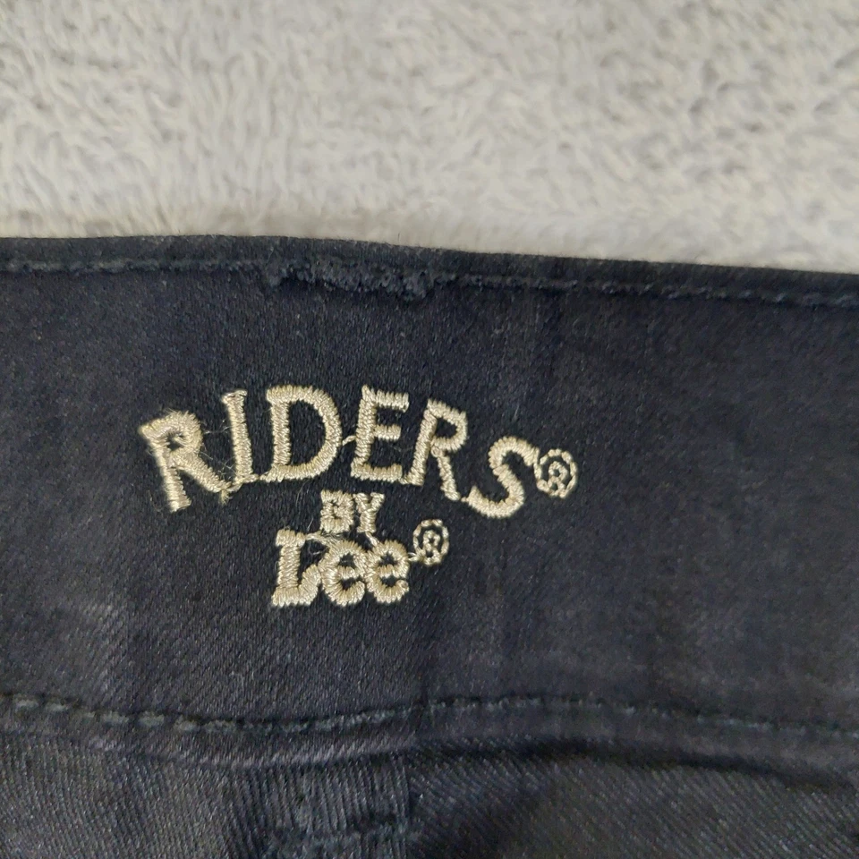 Pantalones negros de mezclilla elásticos delgados de pierna recta Riders by Lee para mujer 18 Petite Foto 2 de 4