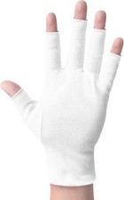 2 Pairs White Cotton Gloves Fingerless Design with 5 Open Fingertips per Glove
