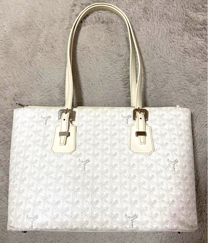 Goyard Goyardine Okinawa PM White Tote Shoulder Bag Leather Authentic Japan RARE