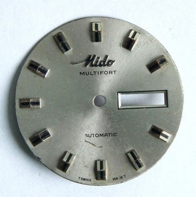 Vintage Mido Multifort Automatic Silver Watch Dial 29mm Day Date Swiss T-Made