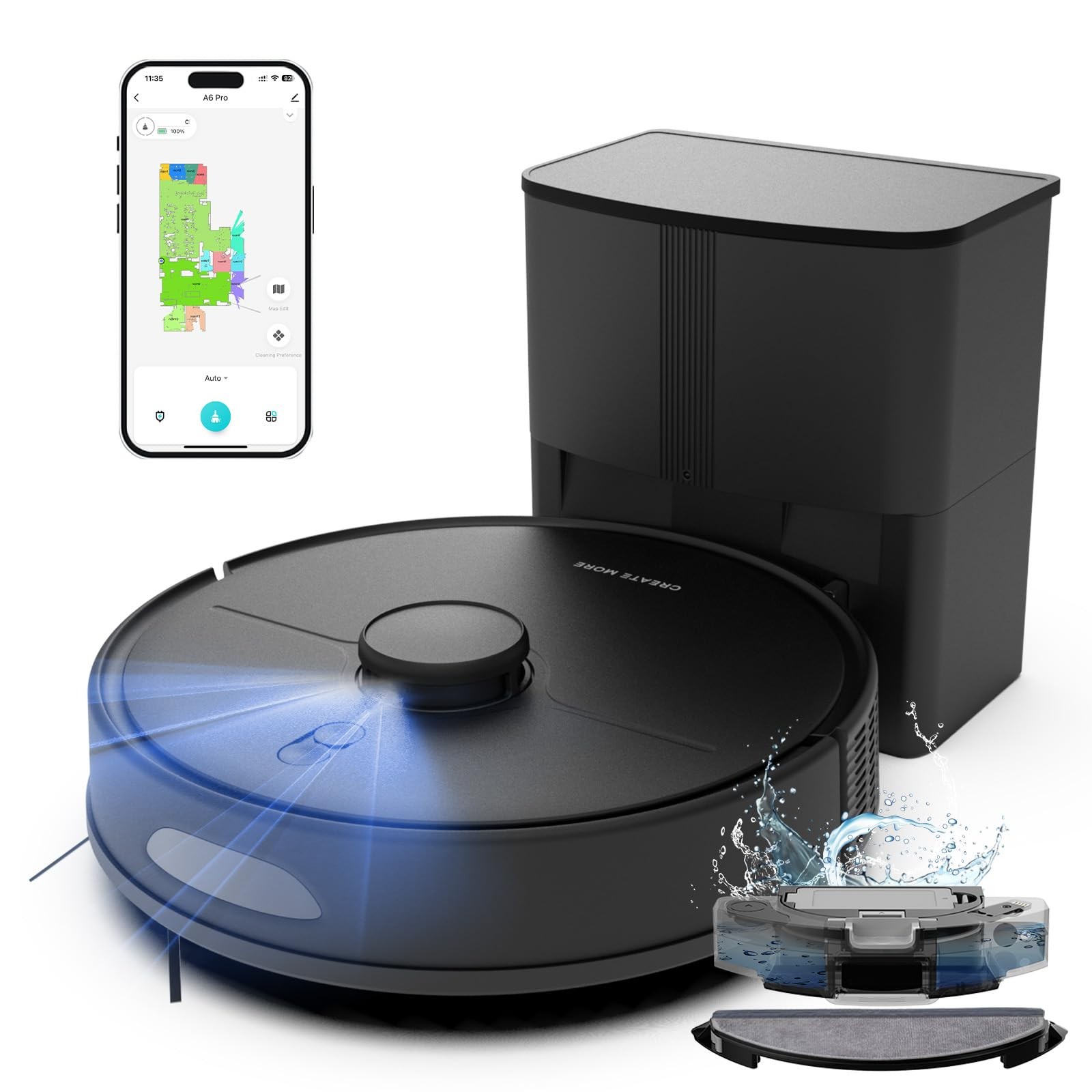 Robot Vacuum and Mop, Robot Vacuum Self Emptying with 5000Pa Suction-image