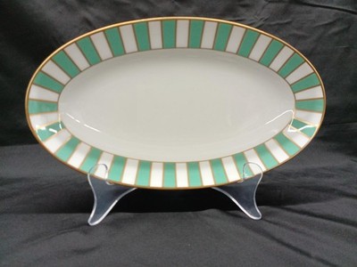 Richard Ginori Amadeus Giada Green White Porcelain Oval Plate 9.4in / 24cm Japan