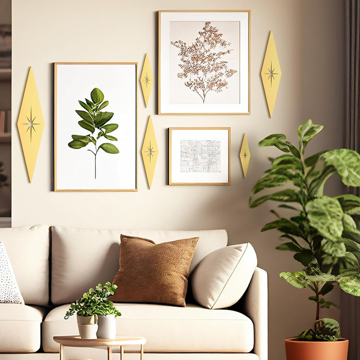 Yaocom 5 Pieces Mid Century Modern Decor Midcentury Vintage Style Gold Starburst