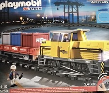 Playmobil Eisenbahn aus RC + 5258+ Kran+Bahn&uuml;bergang +Kipplore