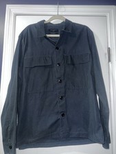 AllSaints Mens Medium Dark Navy Button Down Relaxed Fit