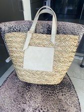 L. K. Bennett Raffia Straw Beach Tote Bag Leather New!!