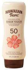 Hawaiian Tropic Sheer Touch Lotion SPA 50 Sunscreen 8 oz, exp 2/27 1.74 per gallon