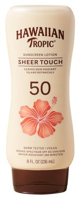 Hawaiian Tropic Sheer Touch Lotion SPA 50 Sunscreen 8 oz, exp 2/27