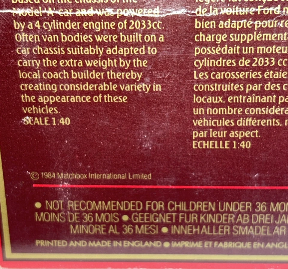MATCHBOX Y-22 1930 MODEL A FORD VAN POSTES CANADA POST 1984 VTG - Image 4 of 4