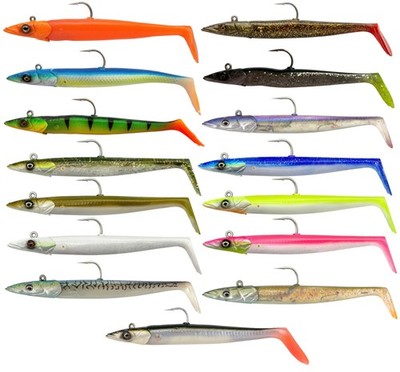 Savage Gear Sandeel V2 - 2 Gummifische + 1 Jigkopf, Spinnköder zum Meeresangeln