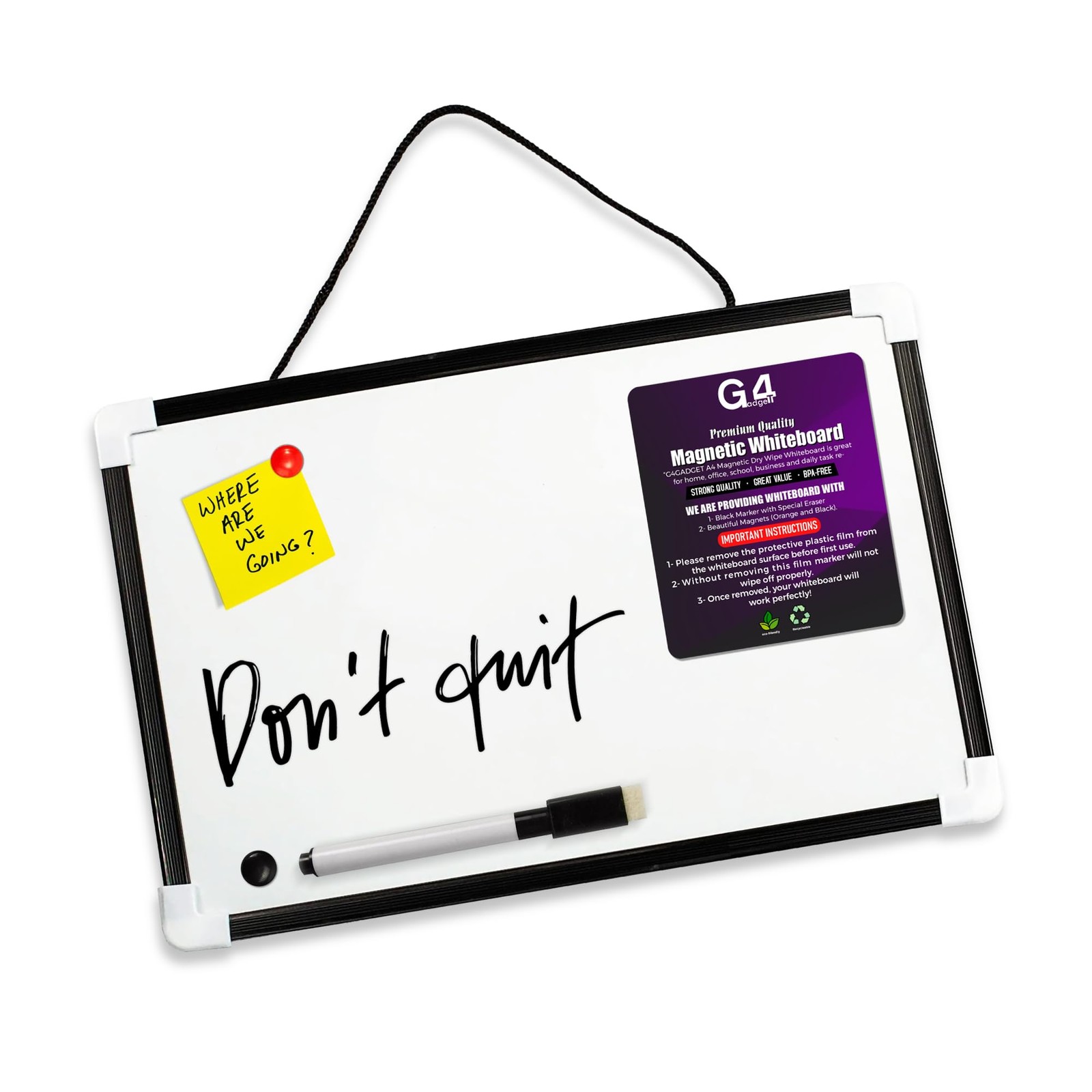 G4GADGET A4 Dry Wipe Magnetic Whiteboard Mini Office Notice Memo White Board ...