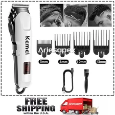 Kemei Professional Hair Clippers Trimmer Kit Cutting Machine Barber Salon US~