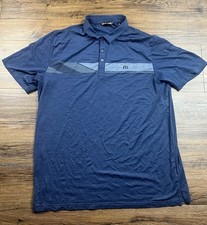 Travis Mathew Mens XL Polo Shirt Navy Blue Short Sleeve Golf