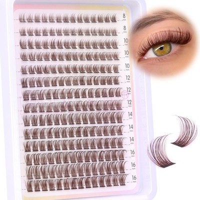 Brown Cluster Lashes Wispy Einzelwimpern 196 Stück Sortiment, 