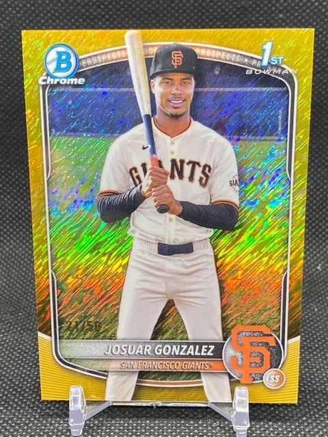 2025 Bowman Chrome Baseball Josuar Gonzalez Gold Shimmer 1st Refractor /50
