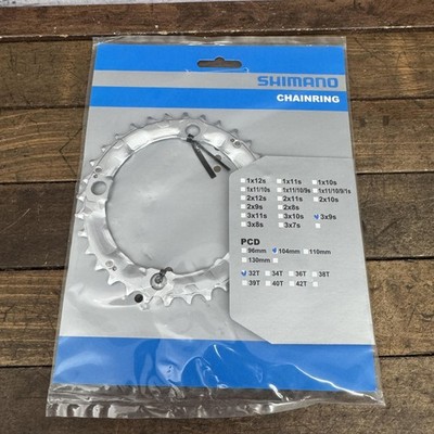 Shimano Deore 32T Chainring 104 BCD NOS 4-Bolt Silver 9 Speed MTB FC-M510 Bike